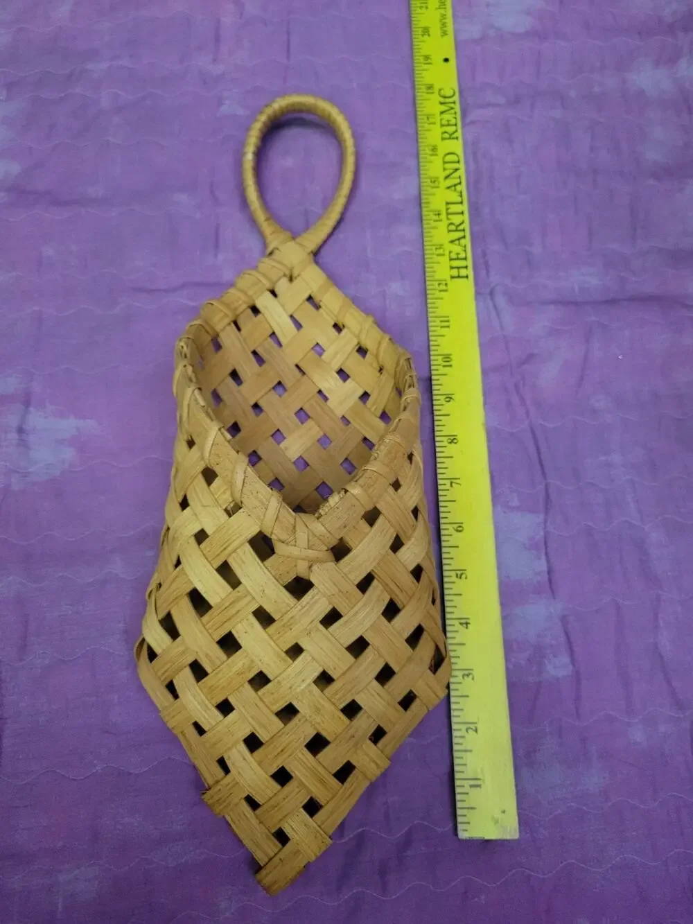 bamboo woven v-shaped wall hanging basket
